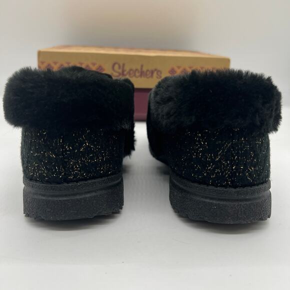 Skechers Slipper Womens Size 6 Wide Black Cozy Lite Sparkle Knit Sweet Walk - Picture 4 of 10